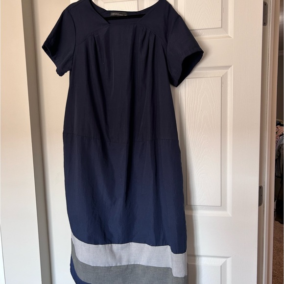 ❤️MAKE OFFER❤️ Short Sleeve Modest Navy Blue Gray Stripe Dress Plus Zanzea XXL - Picture 2 of 8